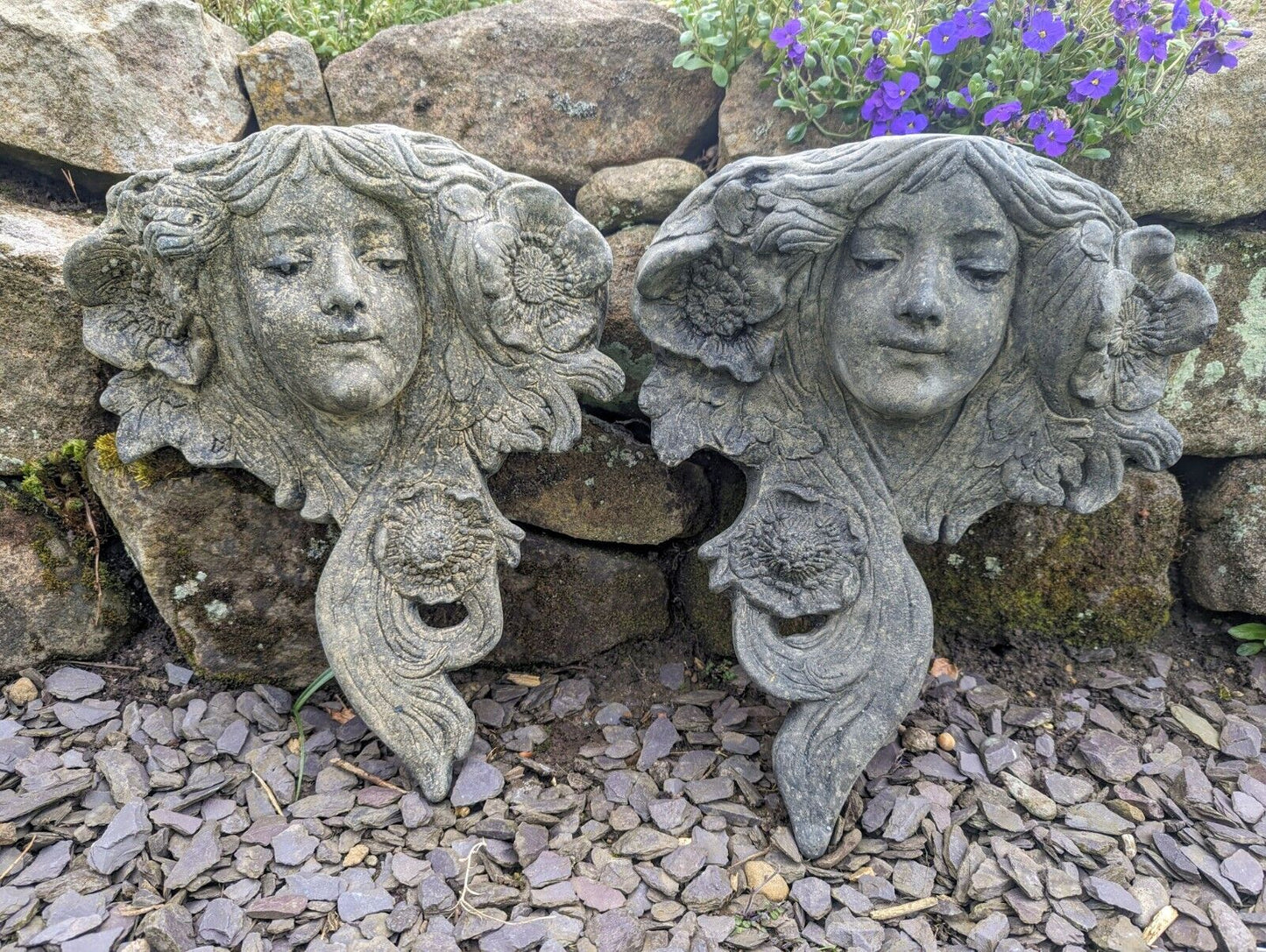 Vintage English Stone Lucy Wall Planters - Delivery Available