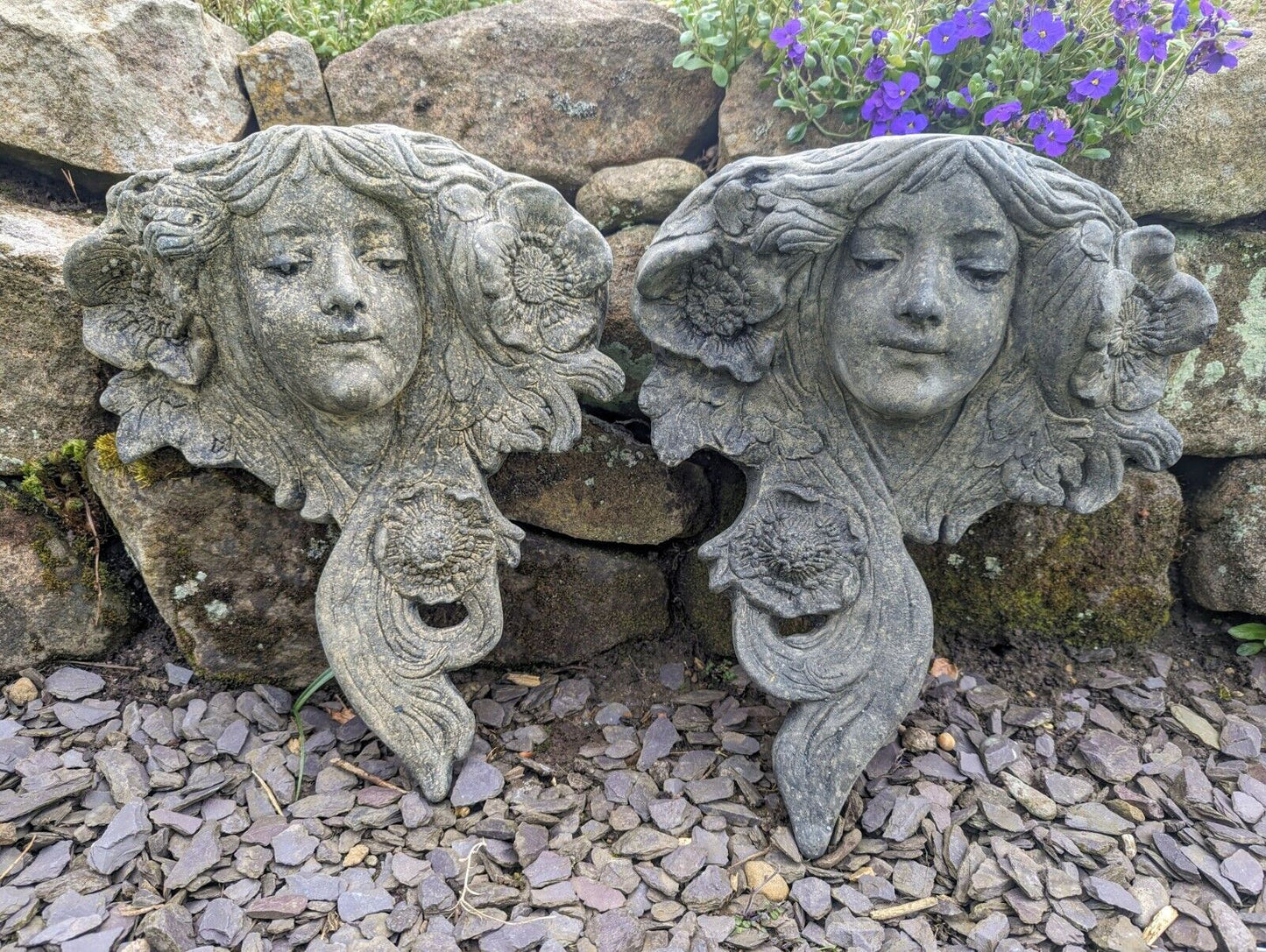 Vintage English Stone Lucy Wall Planters - Free UK Delivery