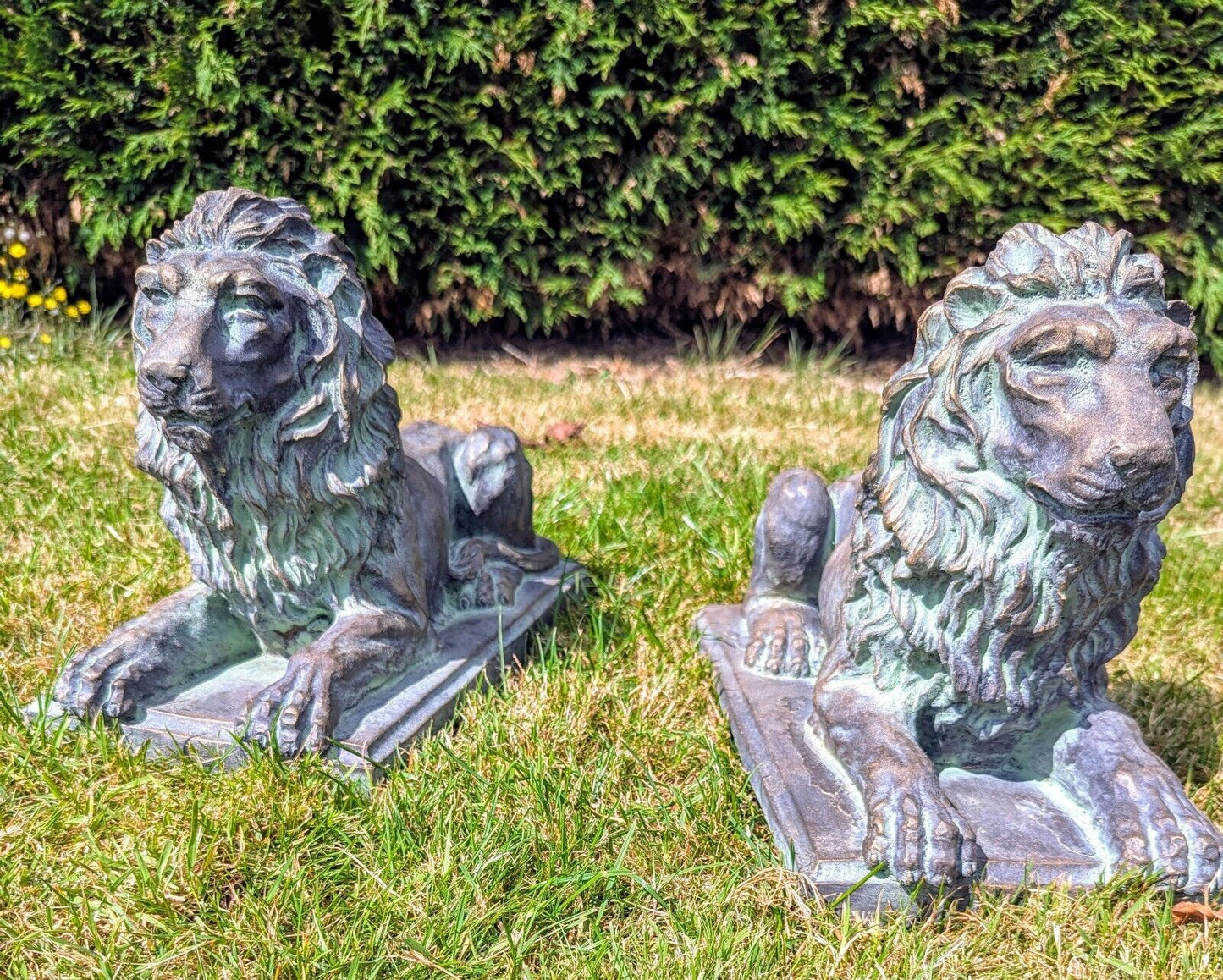 Vintage Style Pair Lancia Bronzed Lions - Delivery Available