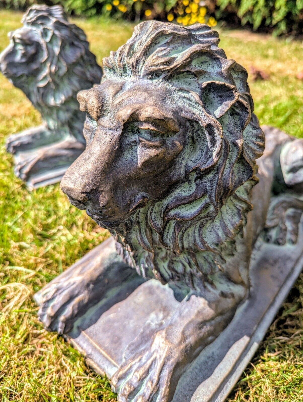 Vintage Style Pair Lancia Bronzed Lions - Delivery Available