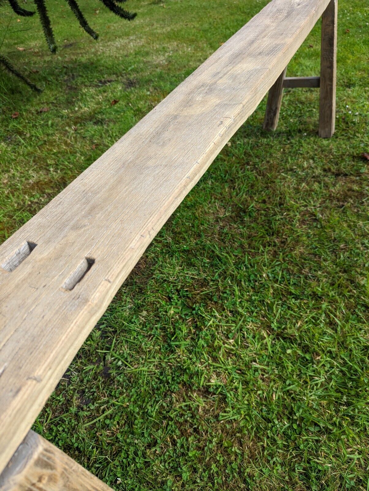 Vintage Rustic Elm Trestle Bench (Lilli Marlene ) Delivery Available