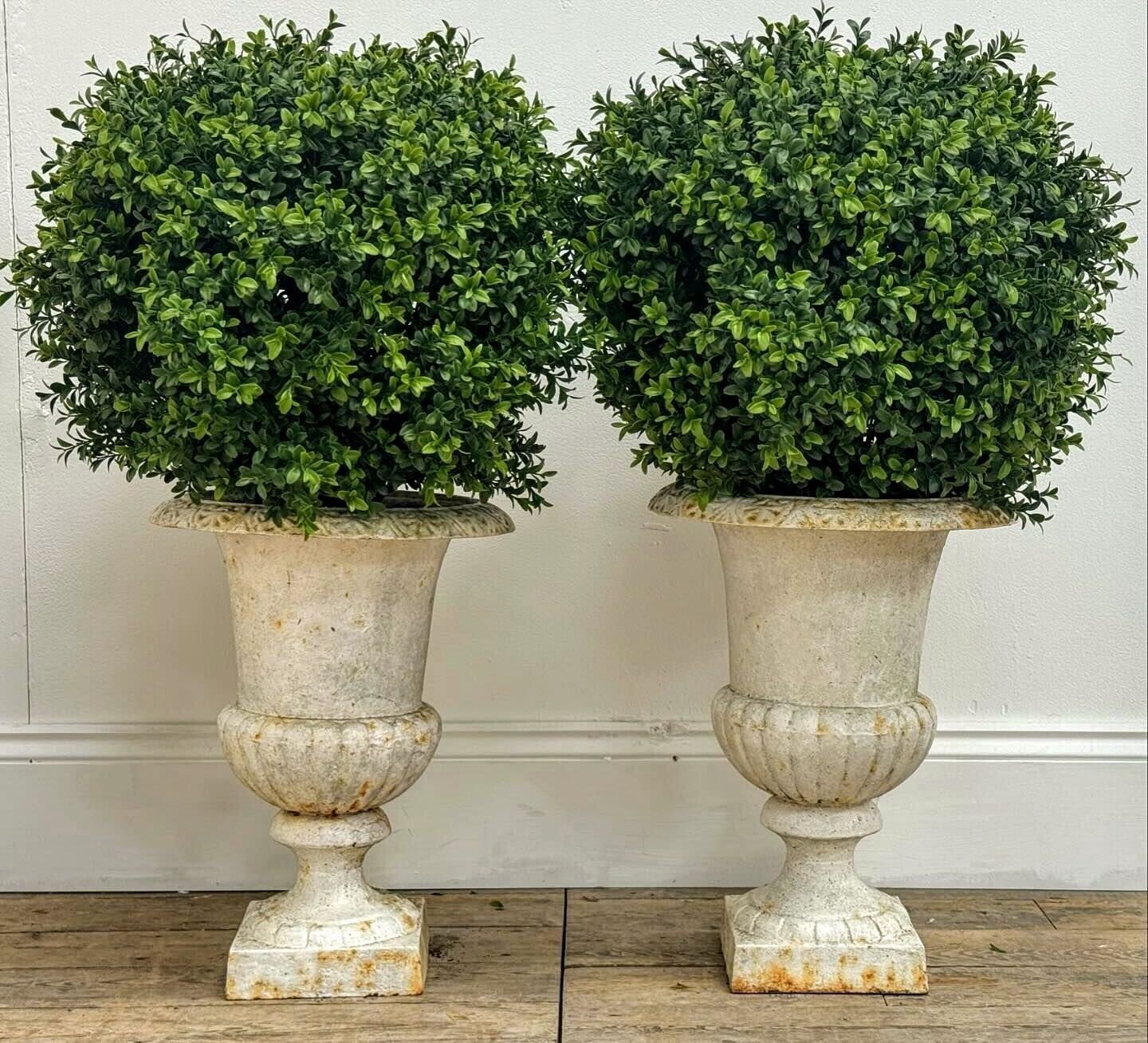 Superb Small Pair English Late 19thc Campana Urns Cast Iron- Free UK Delivery