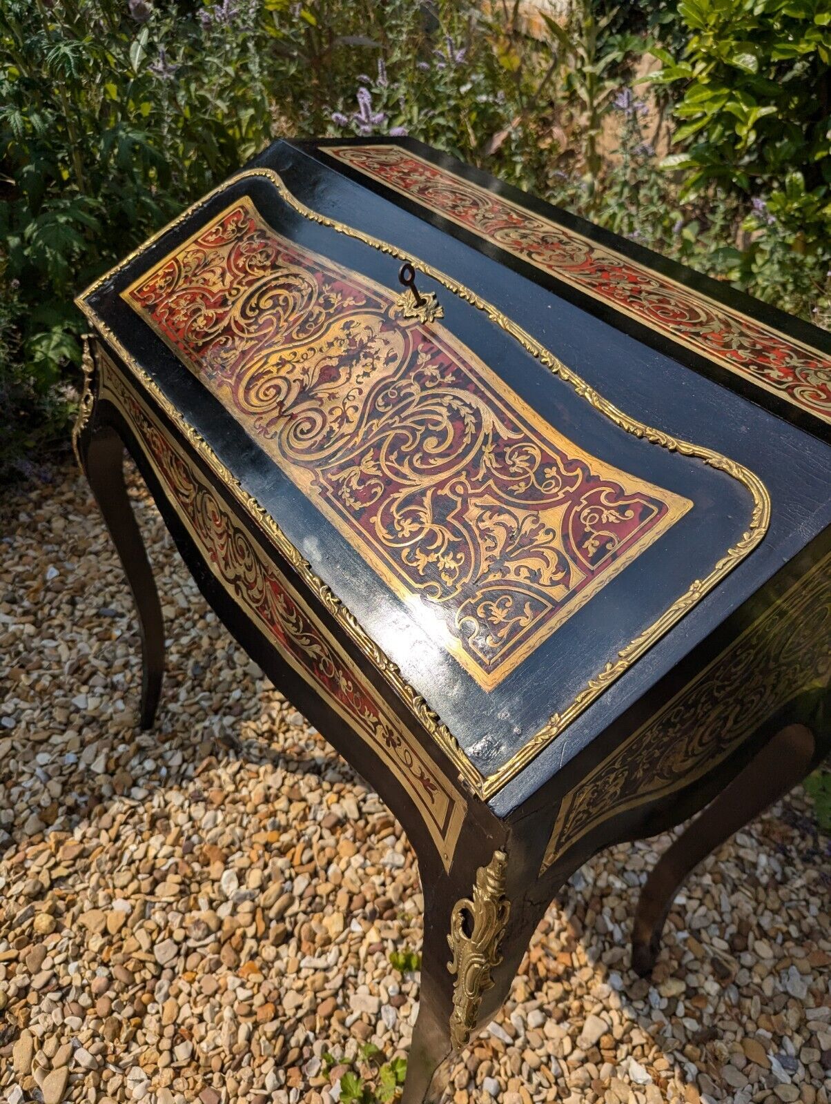 Superb Napoleon 111 Ebonised  Brass & Boulle Bureau De Dame -Delivery Available