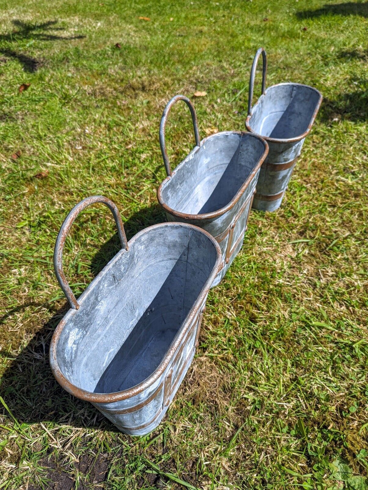 Decorative  Galvanised tub Wall  Planters Set Of 3 - Delivery Available