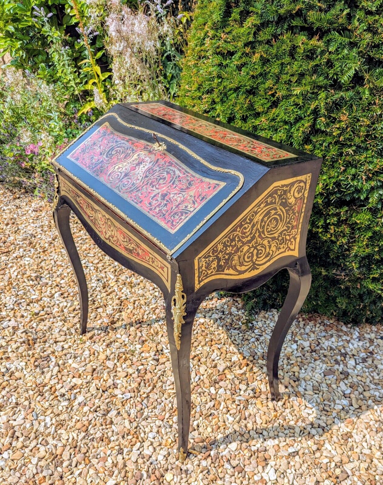 Superb Napoleon 111 Ebonised  Brass & Boulle Bureau De Dame -Delivery Available