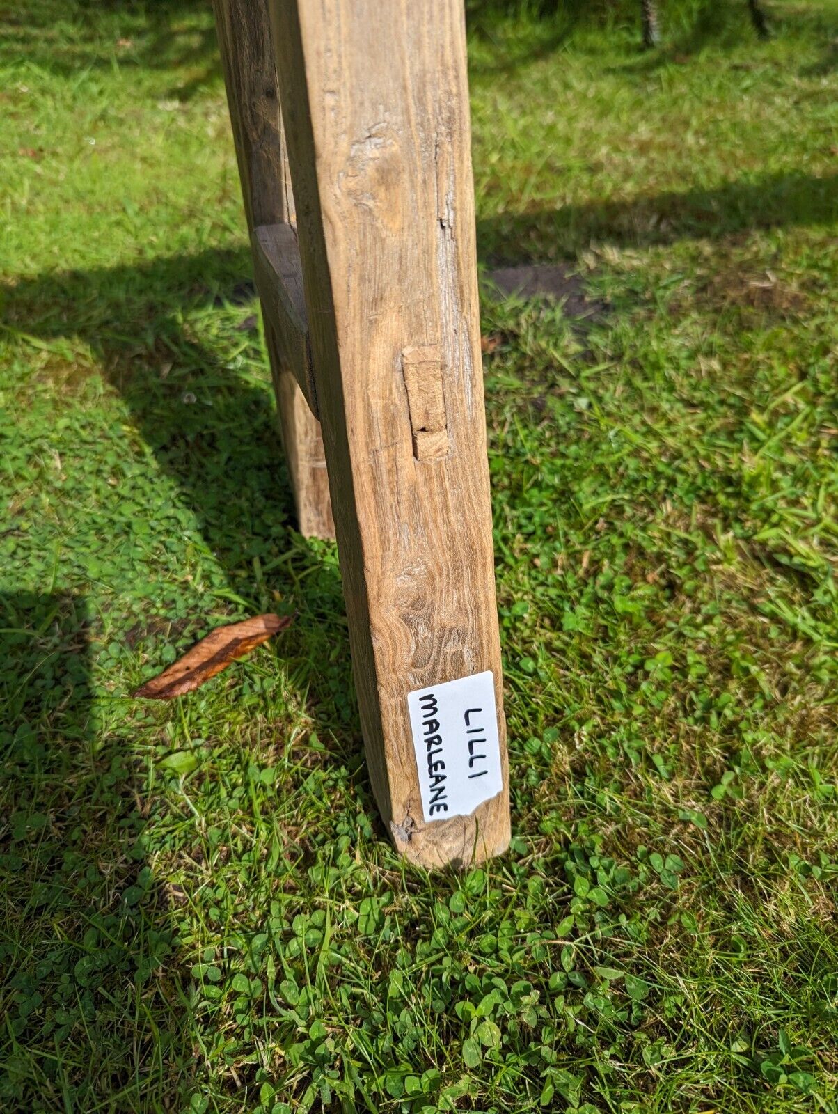 Vintage Rustic Elm Trestle Bench (Lilli Marlene ) Delivery Available