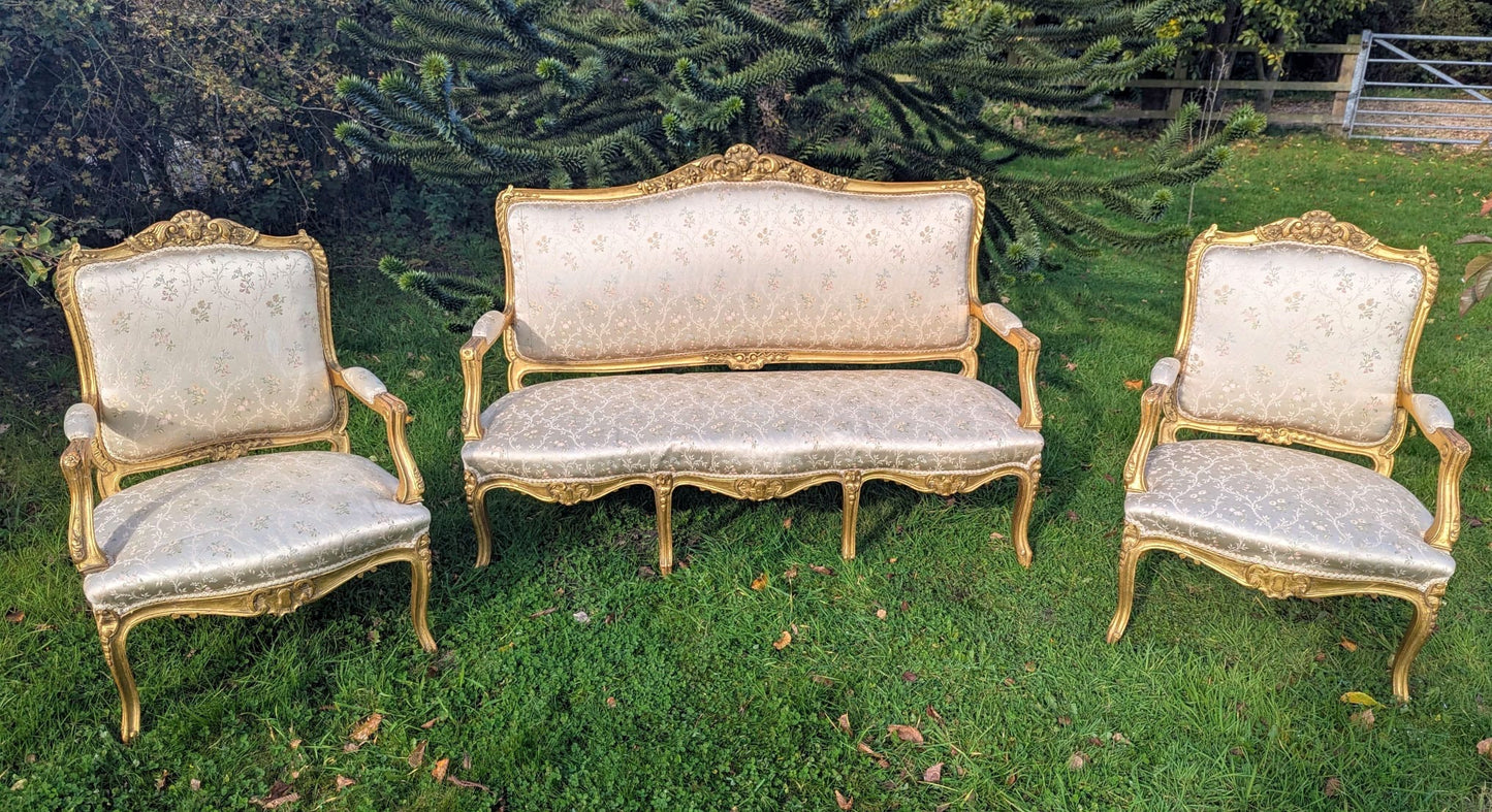 Louis XV style Suite Silk Floral Upholstery - Delivery Available