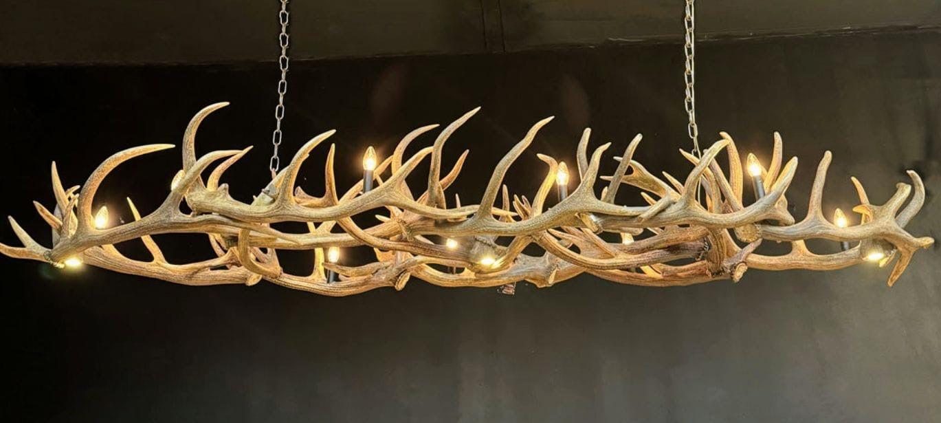 Vintage Red deer Antler chandelier 10 Lamps & 3 spot lights - UK delivery available