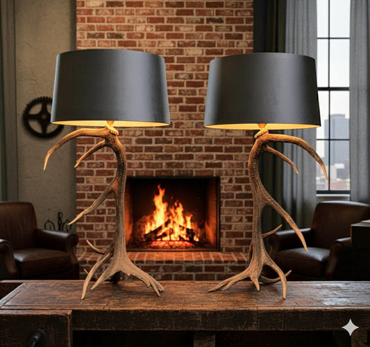 Vintage Rustic Antler Red deer table Lamps - Delivery Available