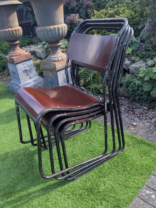 Set of Four mid century British Bamco stacking chairs - Delivery Available 0383
