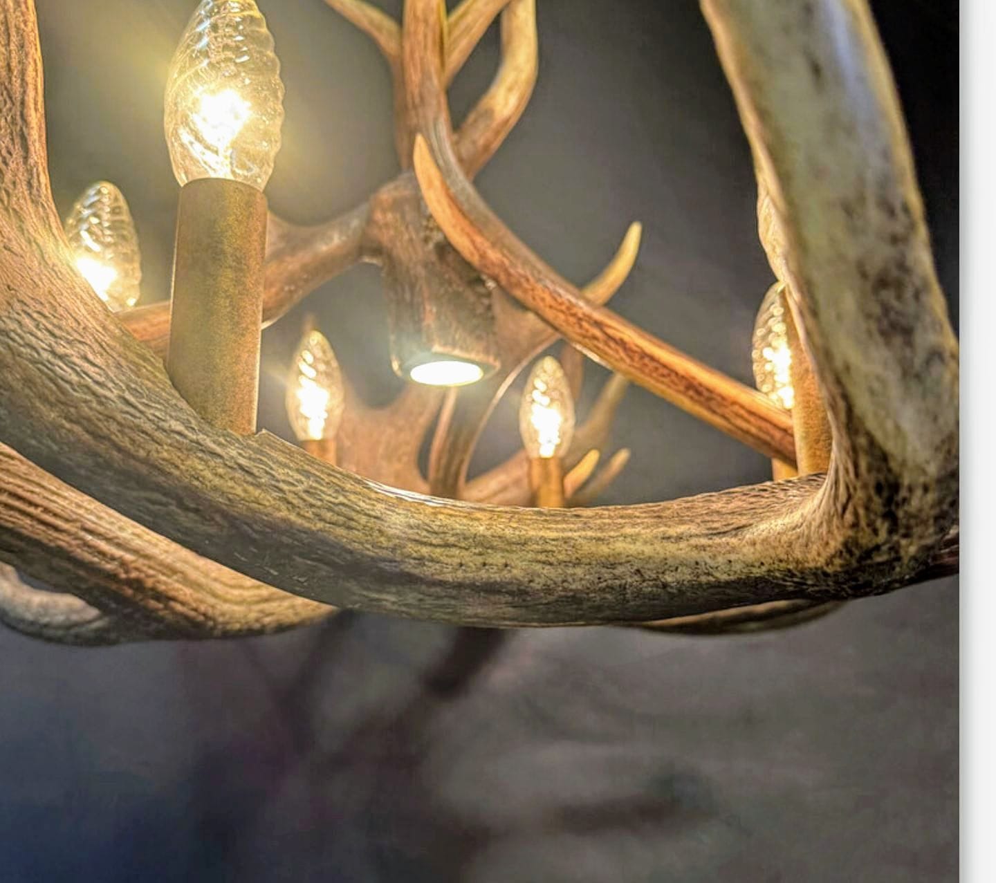 Vintage Rustic Antler Chandelier Pendant Lamp - Delivery Available