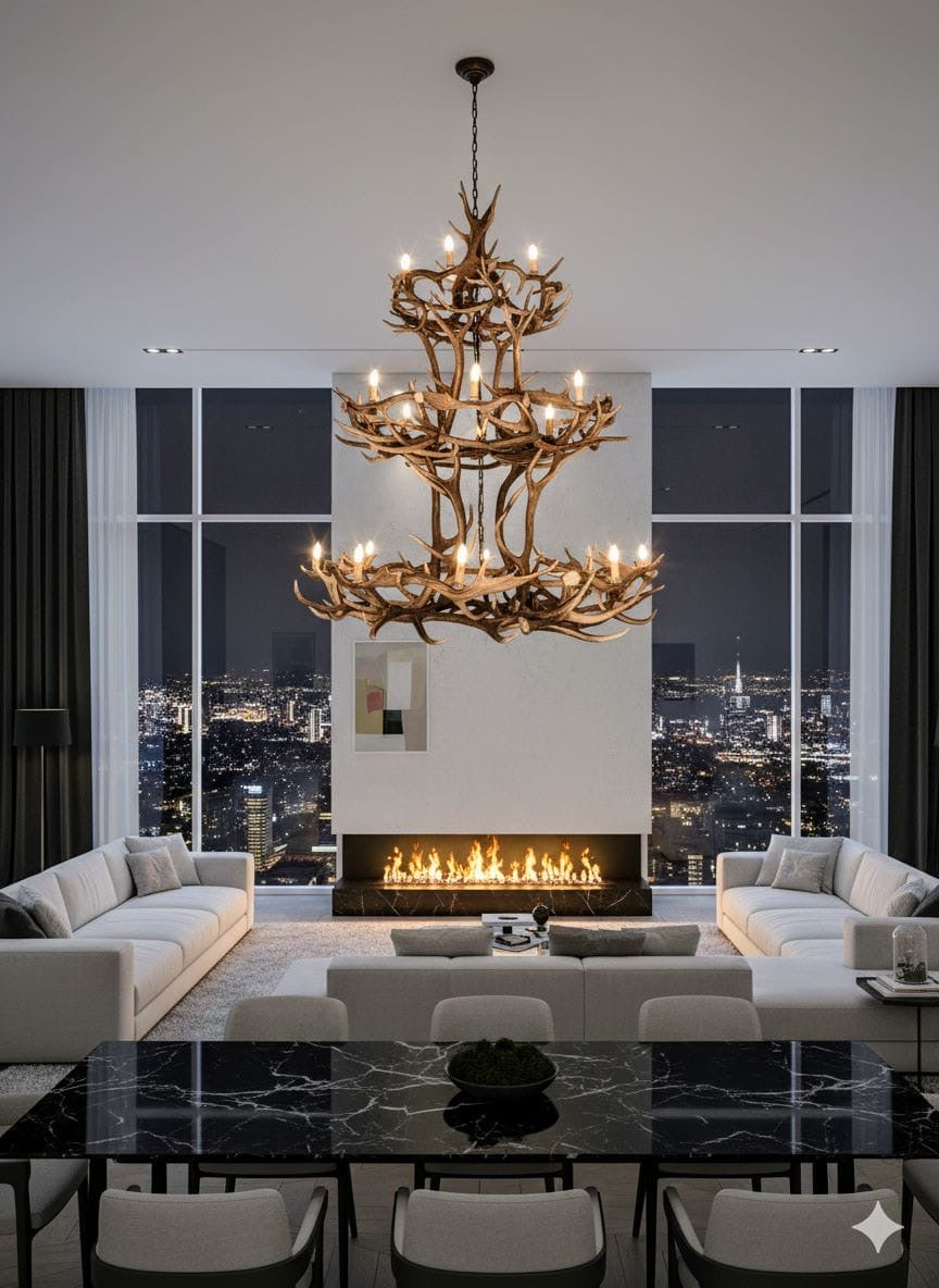 Vintage Rustic 3 tier Antler chandelier - UK delivery available