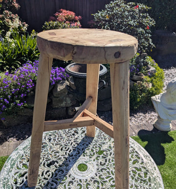 Rustic reclaimed elm wood round side Table/Stool - Delivery Available 0317
