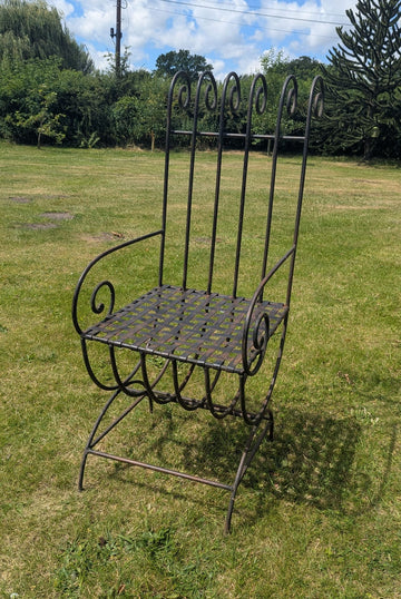 Vintage Cast Iron metal garden chair with scrolling Pierced Details - Delivery available 0352