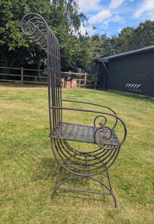 Vintage Cast Iron metal garden chair with scrolling Pierced Details - Delivery available 0352