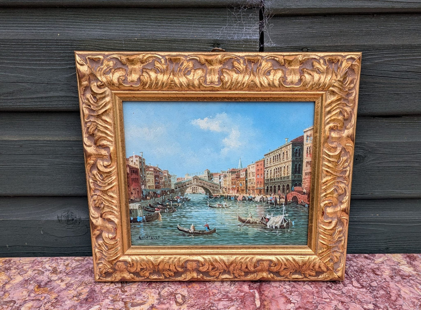 BEAUTIFUL OPULENT PAOLO LUCATELLO RARE VENETIAN RIVER SCENE - DELIVERY AVAILABLE