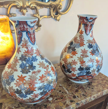 Pair Japanese Imari vases Meiji period - Delivery Available 0376