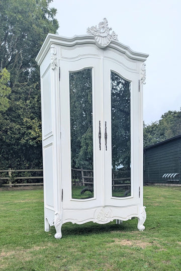 Vintage French style Armoire white painted wardrobe - Delivery Available 0373