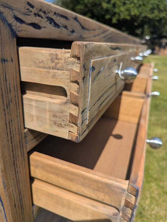 Rustic reclaimed wooden sideboard with 9 drawers - Delivery Available 0354