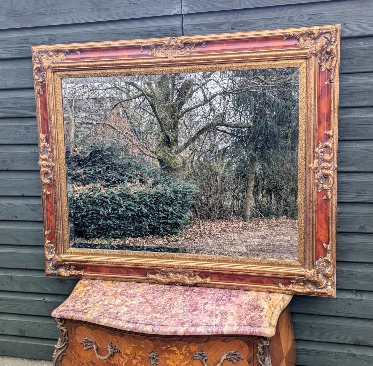 Grand 19th Century Style Gilt & Lacquered Bevelled Mirror - Delivery Available