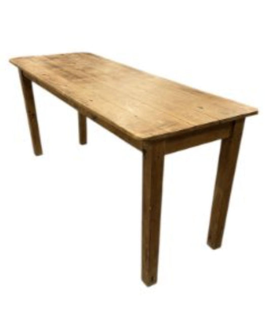 Vintage Rustic Pine refectory table 5 plank top, stout legs - Delivery available