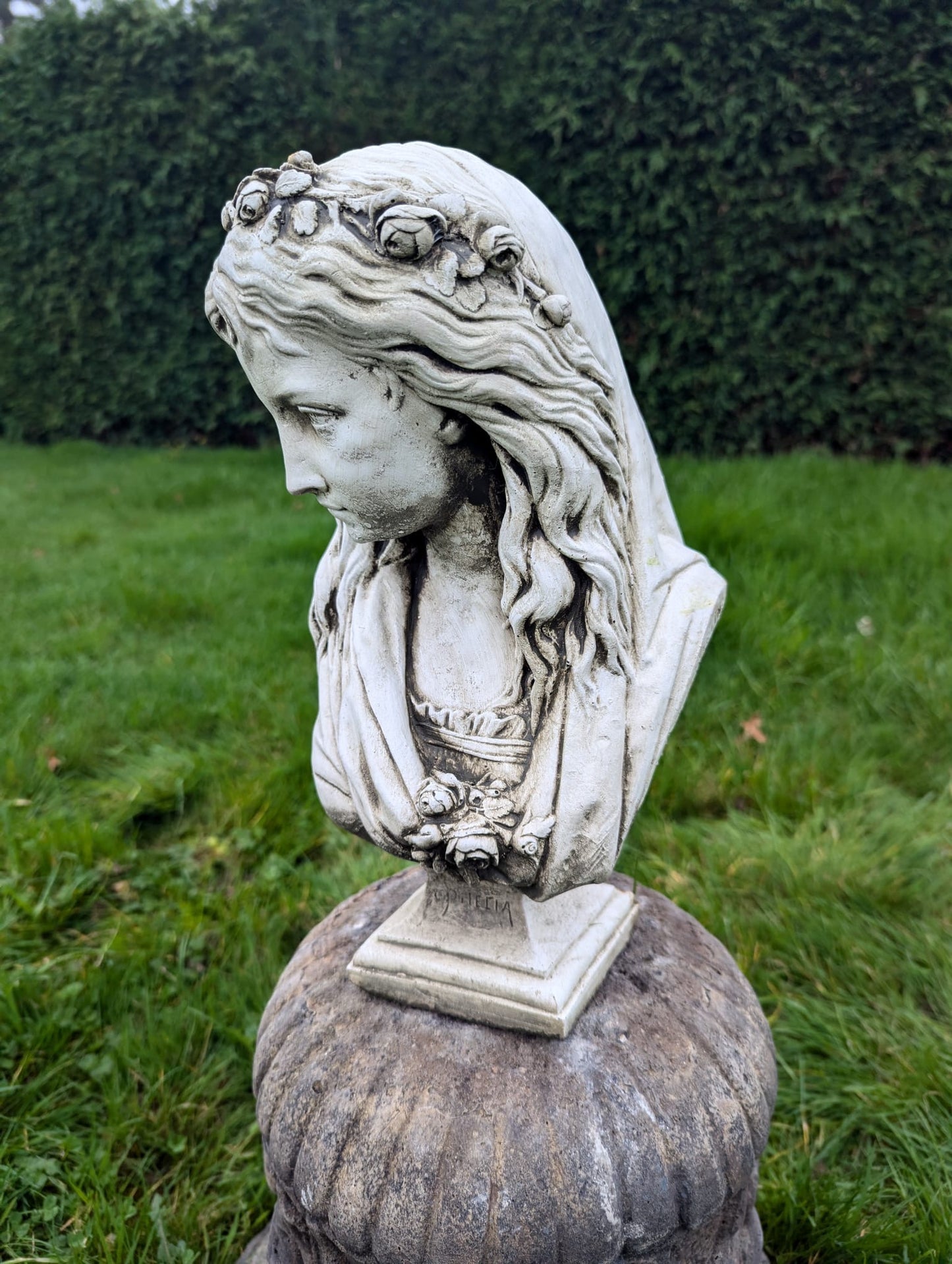 Beautiful White Lime Stone Bust  Ophelia - Free UK Delivery