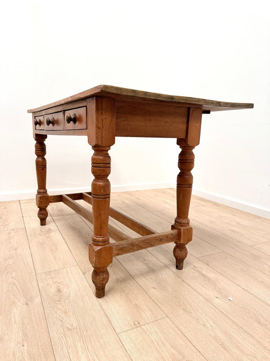 Antique French pine drop leaf farmhouse table 3 Drawer - Delivery available