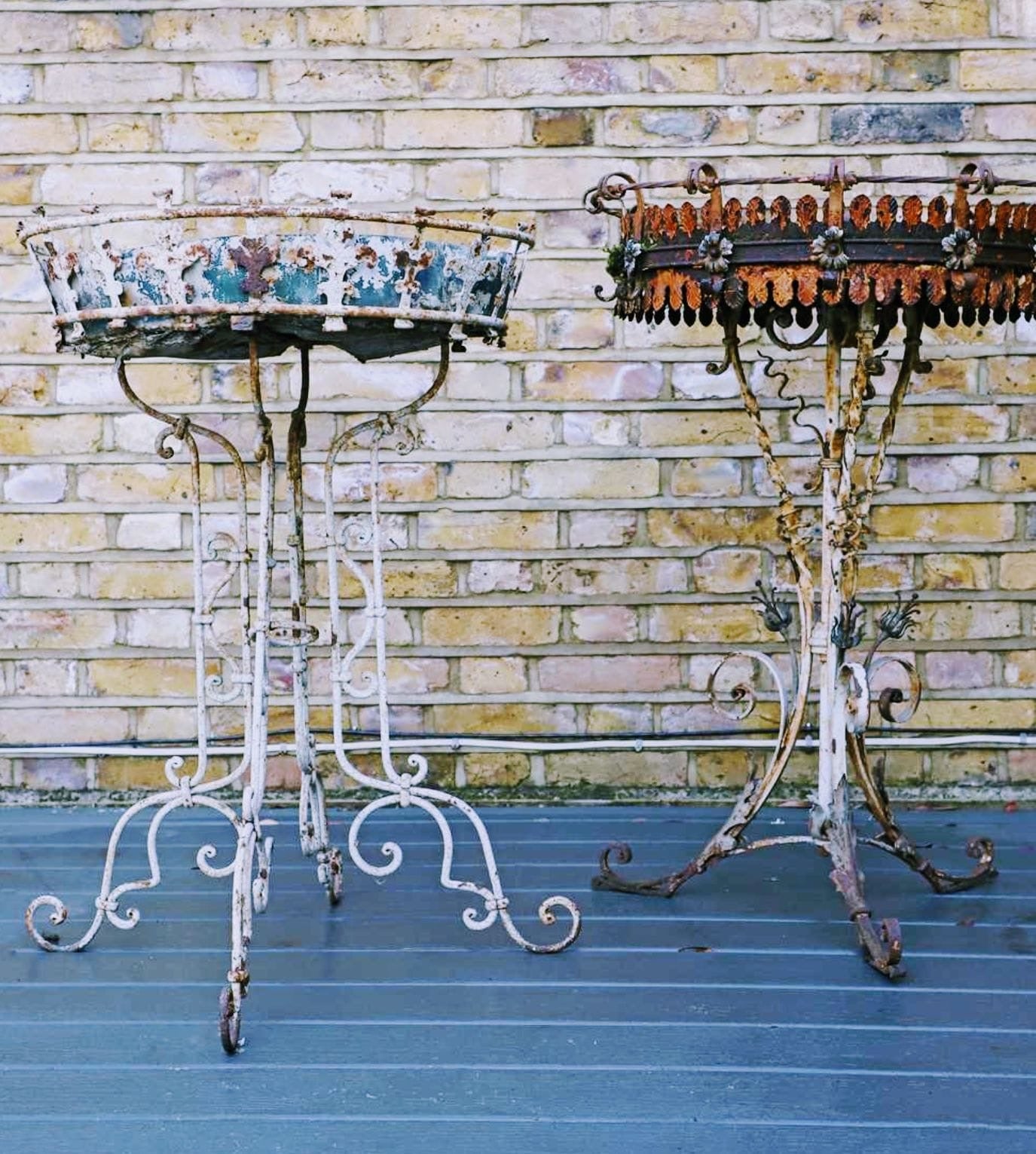 French Ironwork Jardinières Trefoil Base Circa 1880 Delivery Included