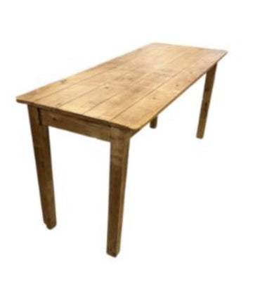 Vintage Rustic Pine refectory table 5 plank top, stout legs - Delivery available