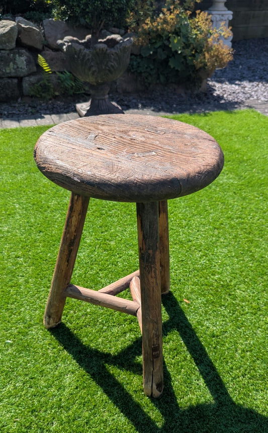 Ruby 1st Rustic reclaimed Elm Antique stool - Delivery Available