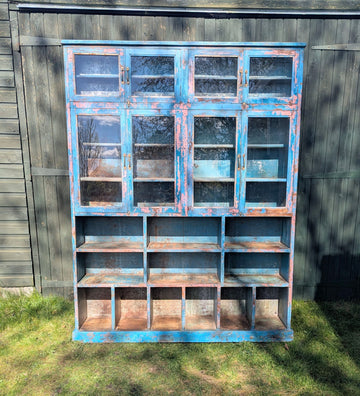 Large Mid century industrial style display cabinet - Delivery Available 0296