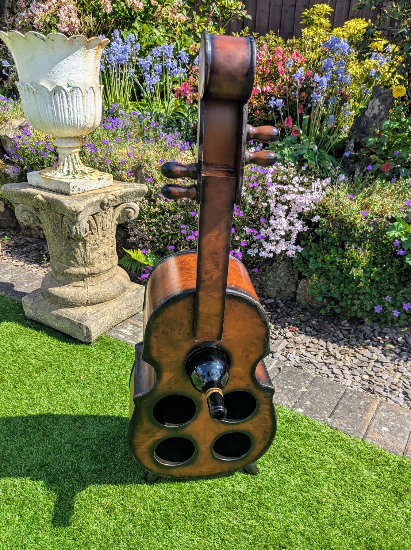 Bespoke Vintage burr walnut effect Cello Wine rack - Delivery Available