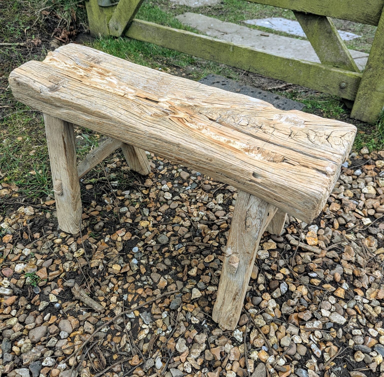 Rustic reclaimed vintage elm Table/ Stool. Medium Valentino-Delivery Included