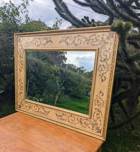 Large Oriental Gilt Mirror Hand Painted Decoration - Delivery included