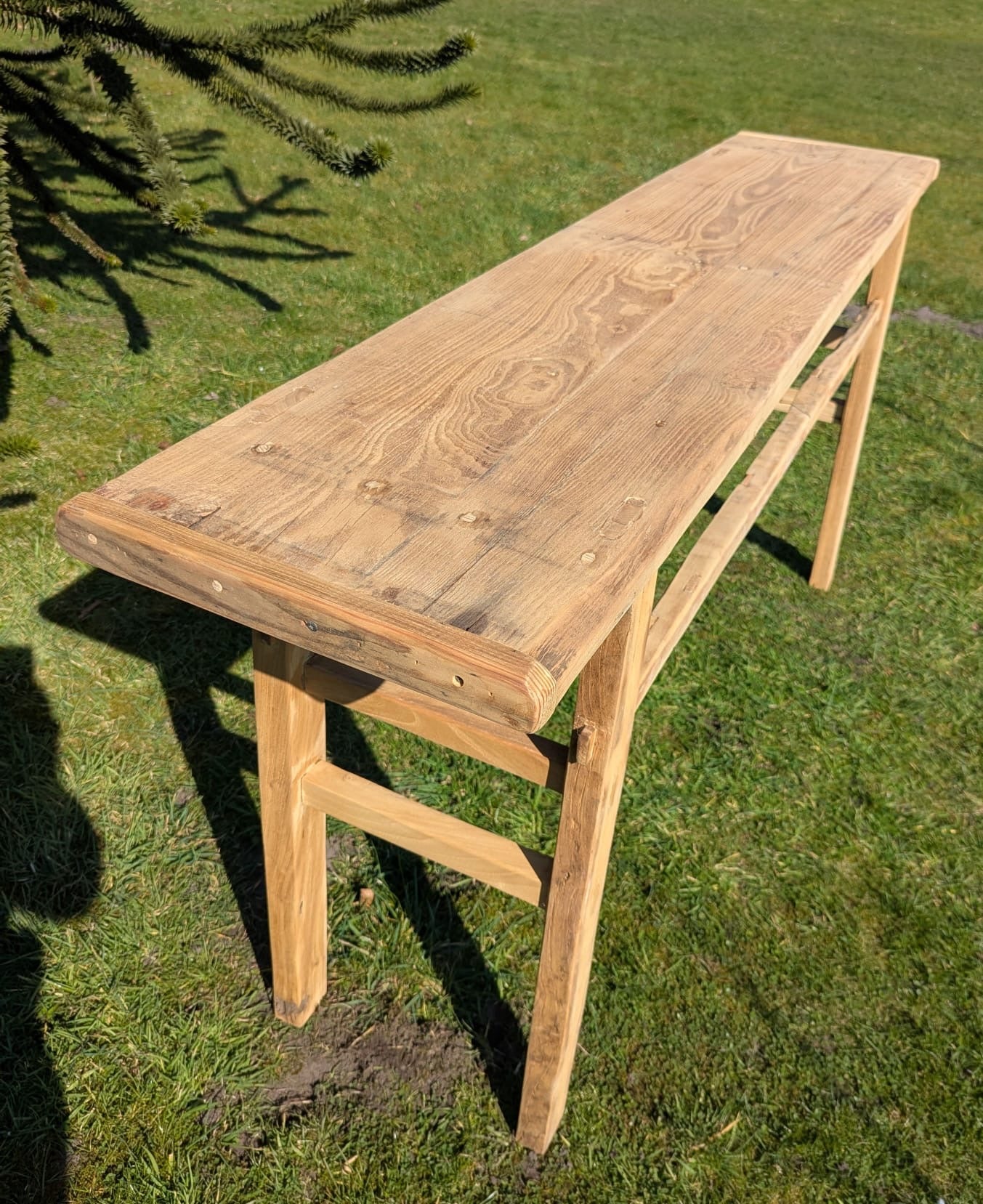 Superb Vintage Rustic Reclaimed Elm 4 Plank Console Table - Delivery Included