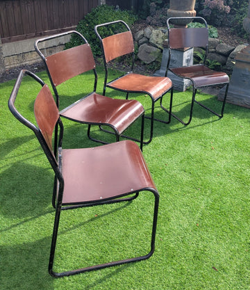 Set of Four mid century British Bamco stacking chairs - Delivery Available 0383