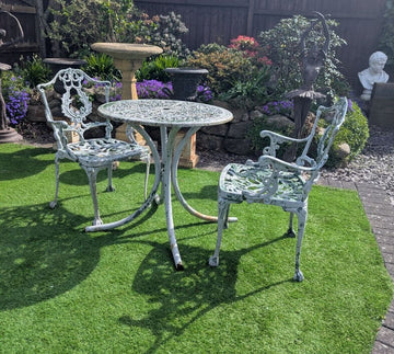 Vintage Metal garden patio set scrolling Pierced Detail - Delivery available 0298