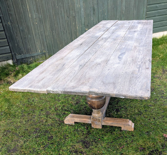 Vintage Extra Large Pine refectory table, shaped legs - Delivery available
