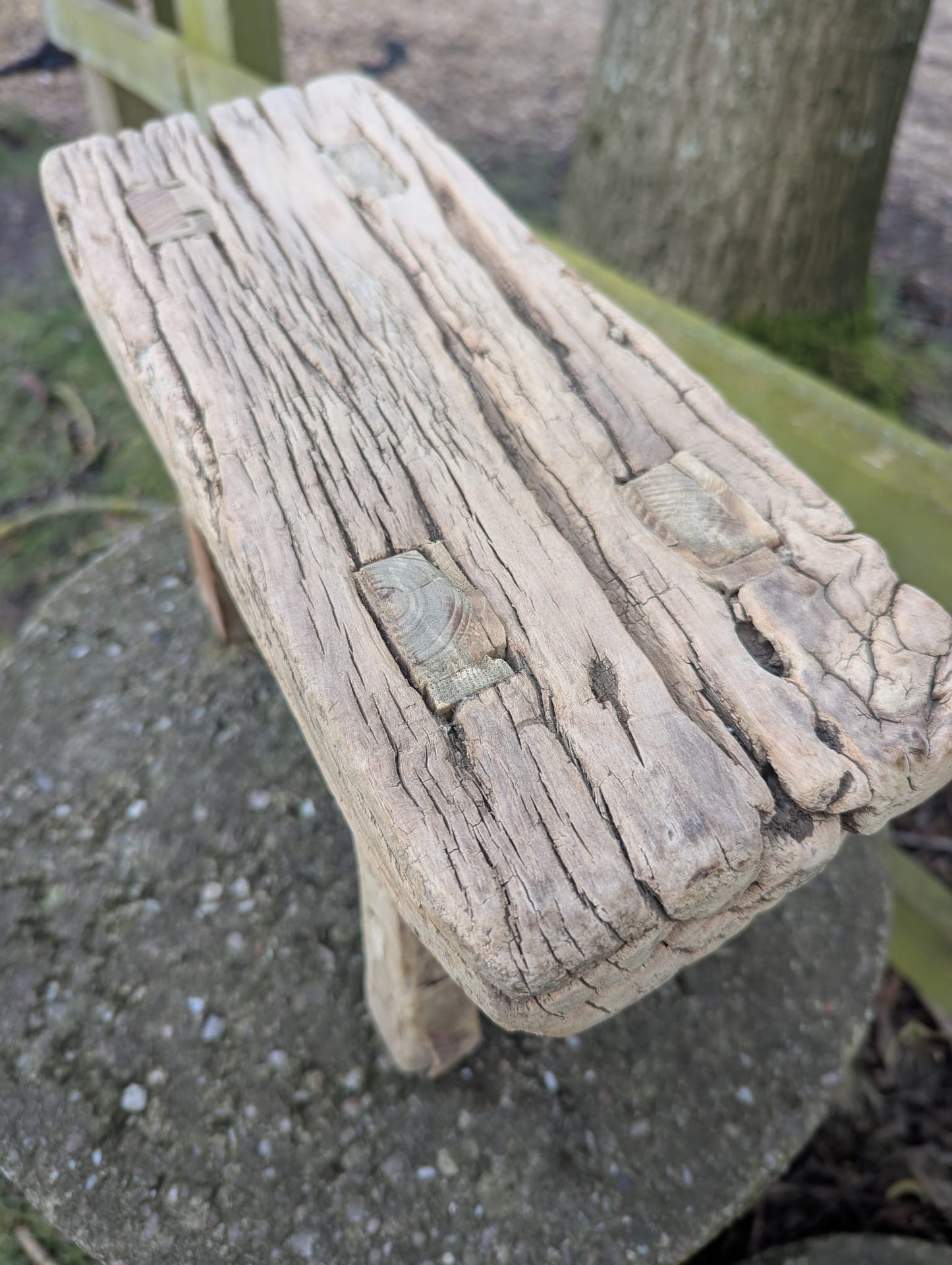 Rustic reclaimed vintage elm Table/ Stool. Little Valentino - Delivery Available