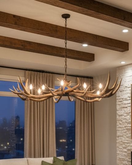 Vintage Rustic Antler Chandelier pendant Lamp - UK Delivery Available