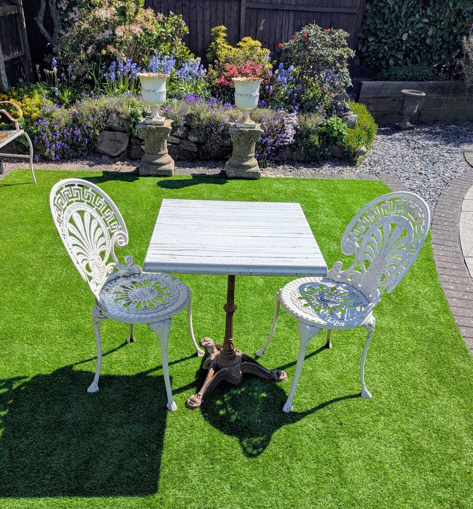 Simulated Vintage Marble Iron Bistro Table -Nicole & Chairs Delivery Available