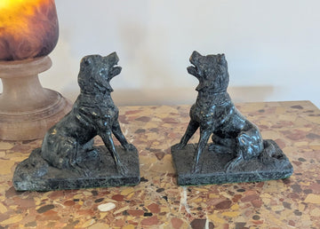 Pair Antique Marble serpentine molossian hound bookends - Delivery Available 0375