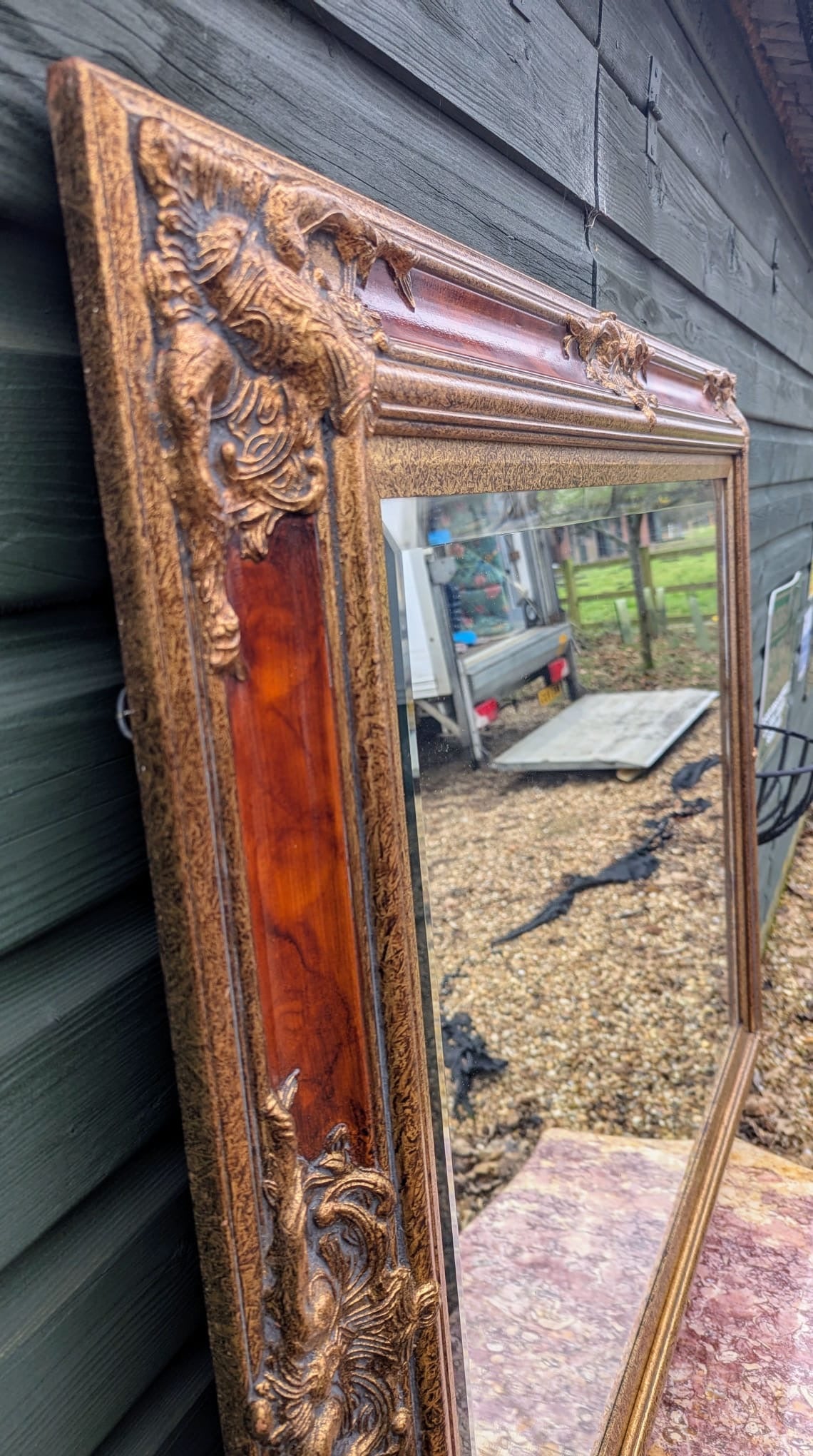 Grand 19th Century Style Gilt & Lacquered Bevelled Mirror - Delivery Available