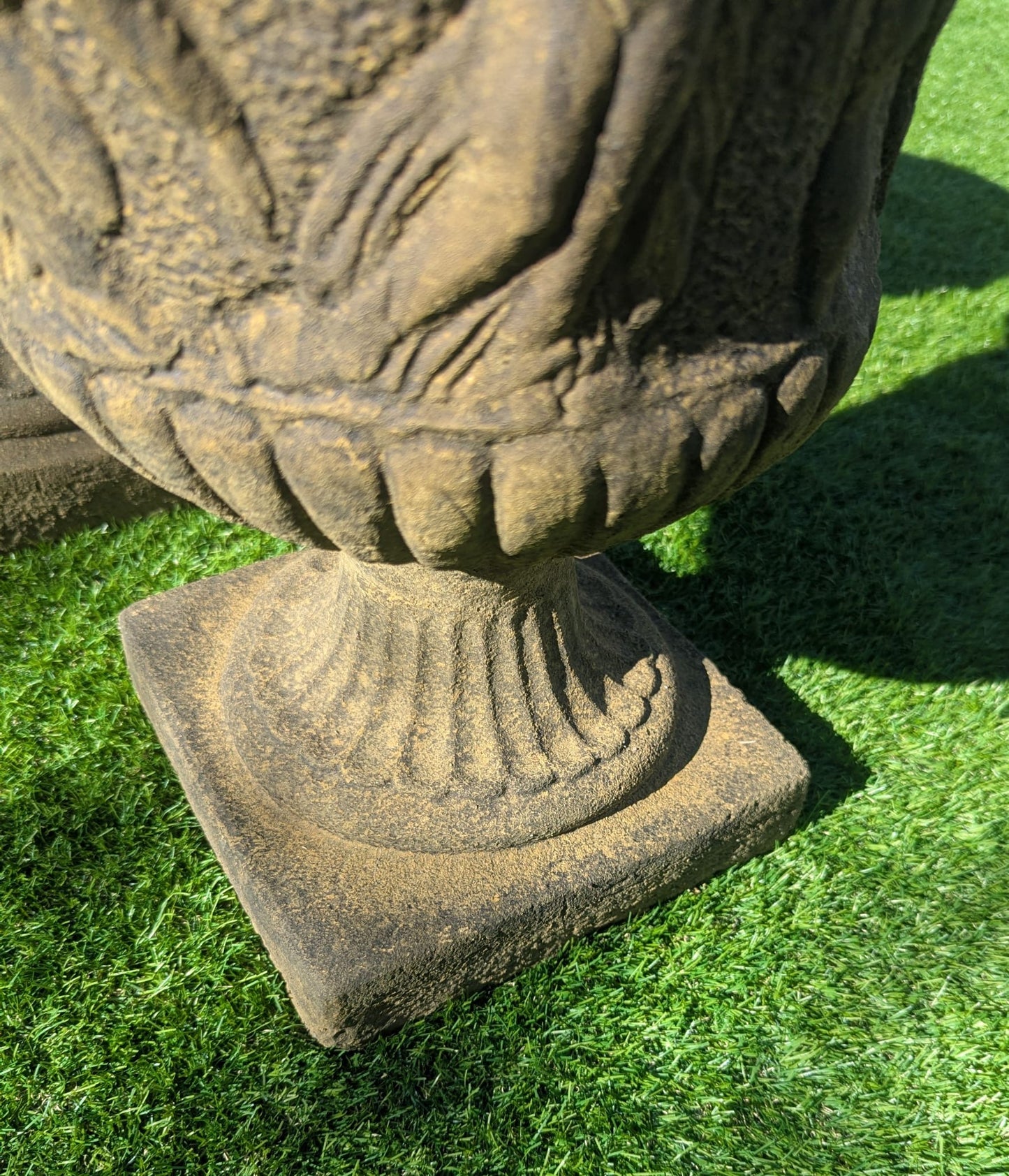 Pair 19th C Italian Style Stone Urns Classical Figure Decor - Delivery Available