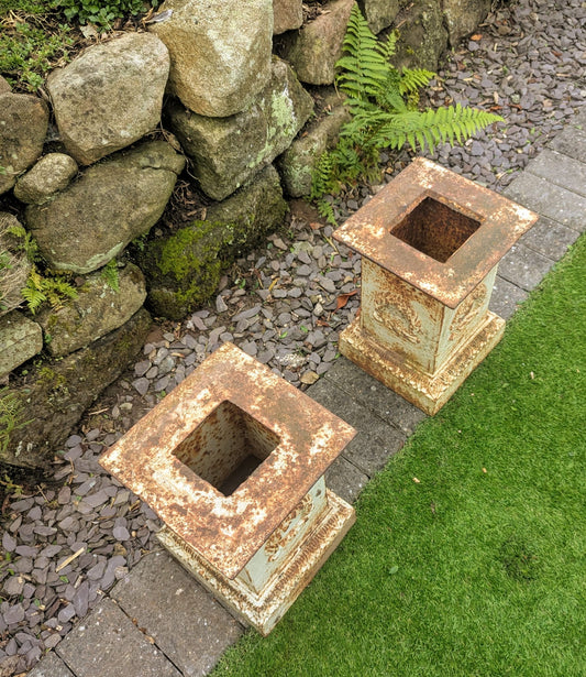 Pair vintage cast Iron heavy plinths - Delivery Available 0080.