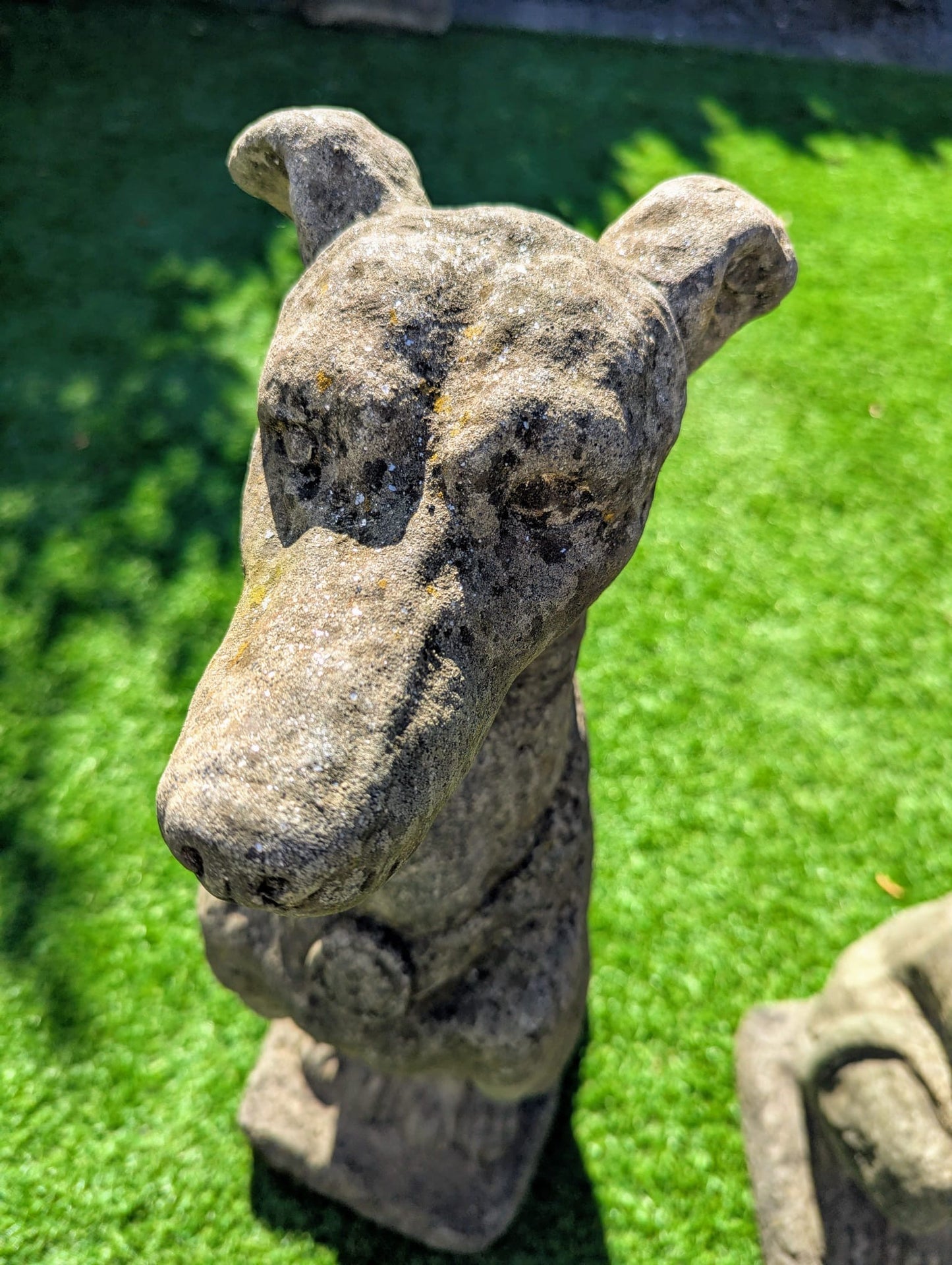 Pair 19TH CENTUARY STYLE VINTAGE STONE ITALIAN HOUNDS (DELIVERY AVAILABLE)