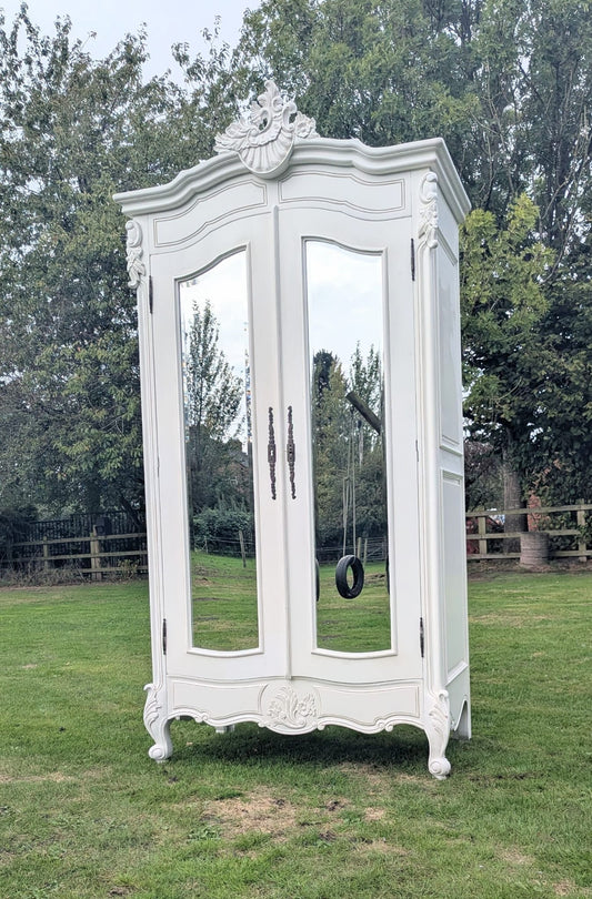 Vintage French style Armoire white painted wardrobe - Delivery Available 0373
