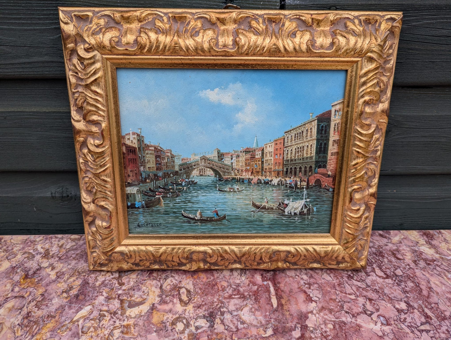 BEAUTIFUL OPULENT PAOLO LUCATELLO RARE VENETIAN RIVER SCENE - DELIVERY AVAILABLE