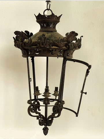 19th Century French Bronze Lantern Lamp - Delivery available.