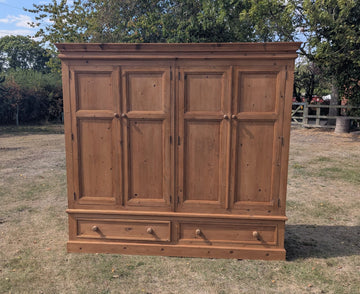 Mid century farmhouse style Pine wood double wardrobe - Delivery Available 0372